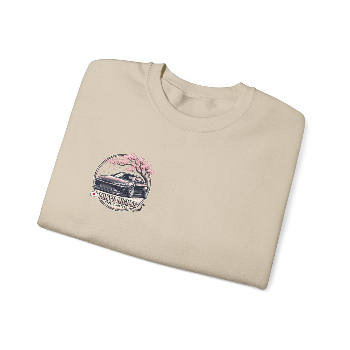 Vintage Camper Crewneck Sweatshirt — Retro Van & Cherry Blossom Graphic