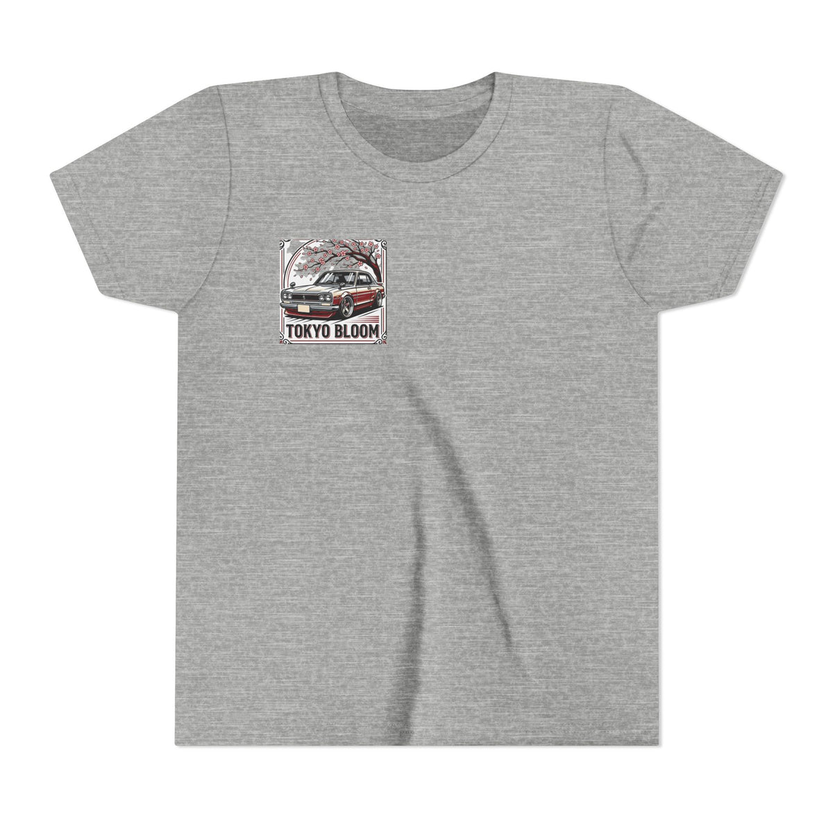 Tokyo Bloom Youth Tee — Retro JDM Car & Cherry Blossoms Tee