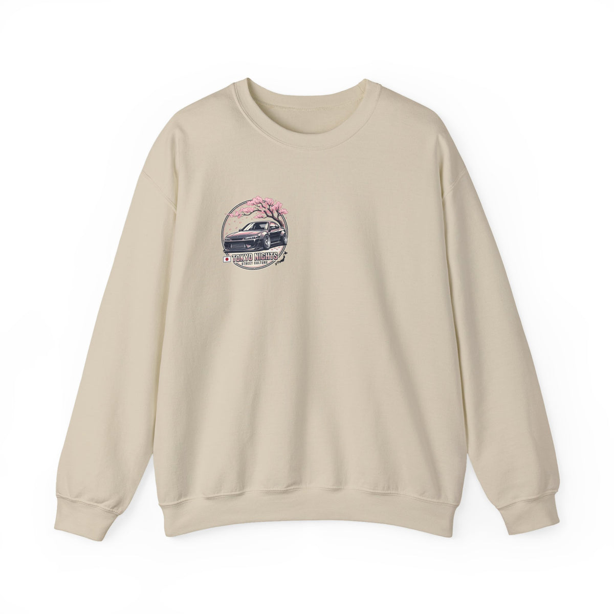 Vintage Camper Crewneck Sweatshirt — Retro Van & Cherry Blossom Graphic