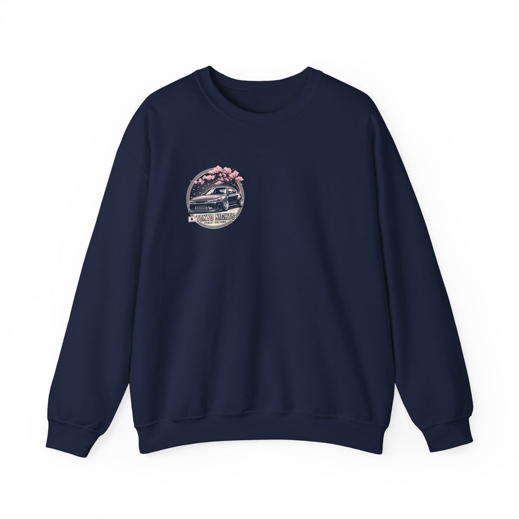 Vintage Camper Crewneck Sweatshirt — Retro Van & Cherry Blossom Graphic
