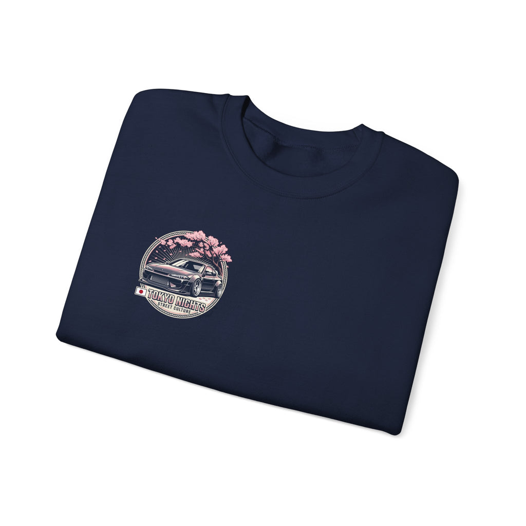 Vintage Camper Crewneck Sweatshirt — Retro Van & Cherry Blossom Graphic