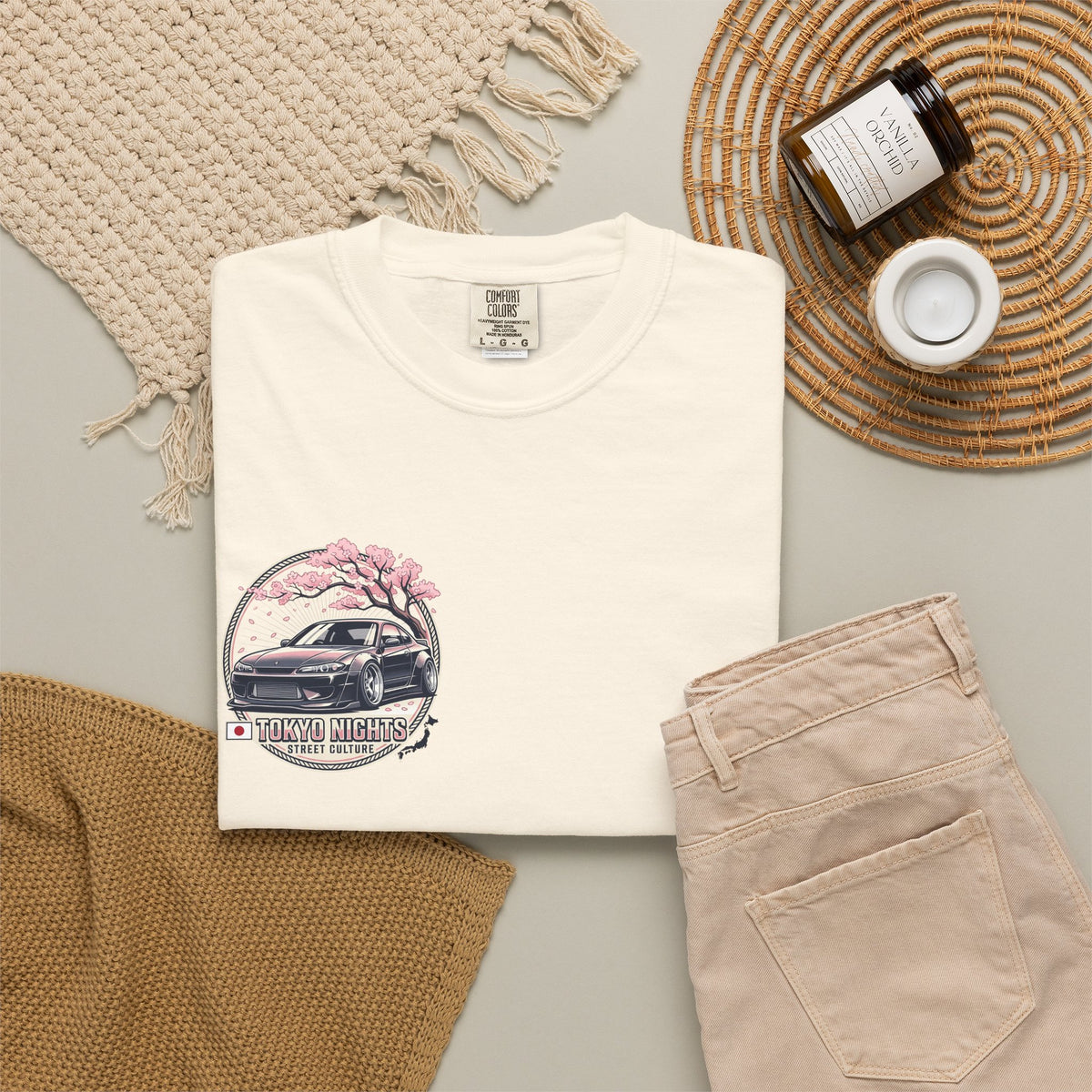 Tokyo Nights Car T-Shirt — JDM Drift Sakura Street Culture Tee