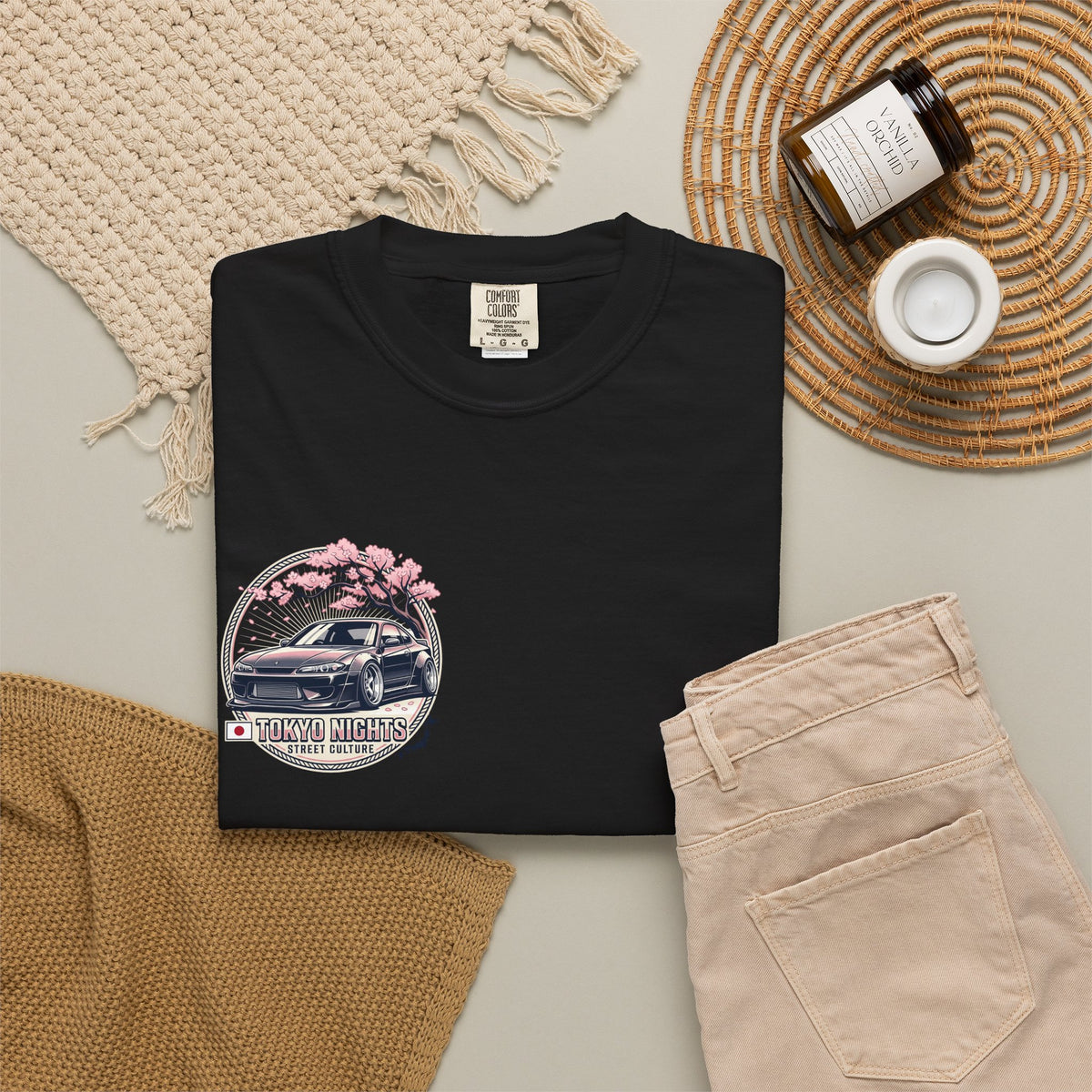 Tokyo Nights Car T-Shirt — JDM Drift Sakura Street Culture Tee