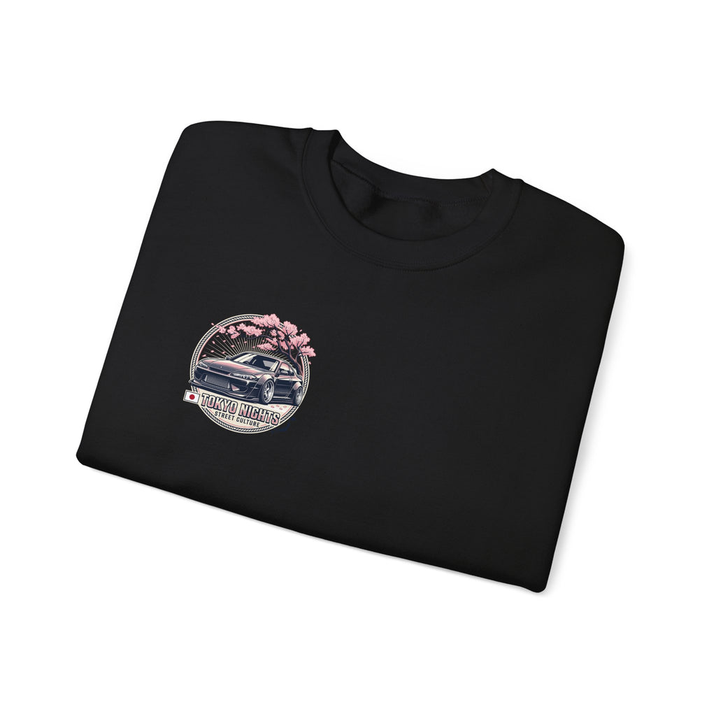 Vintage Camper Crewneck Sweatshirt — Retro Van & Cherry Blossom Graphic