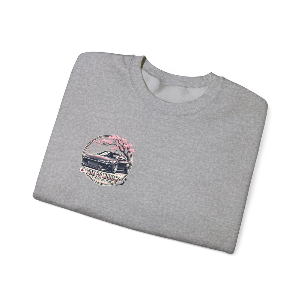 Vintage Camper Crewneck Sweatshirt — Retro Van & Cherry Blossom Graphic