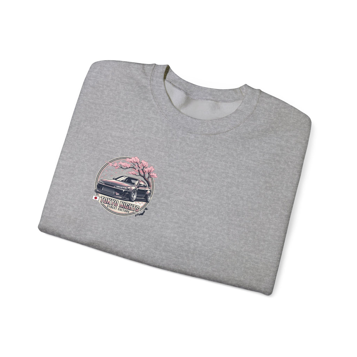 Vintage Camper Crewneck Sweatshirt — Retro Van & Cherry Blossom Graphic
