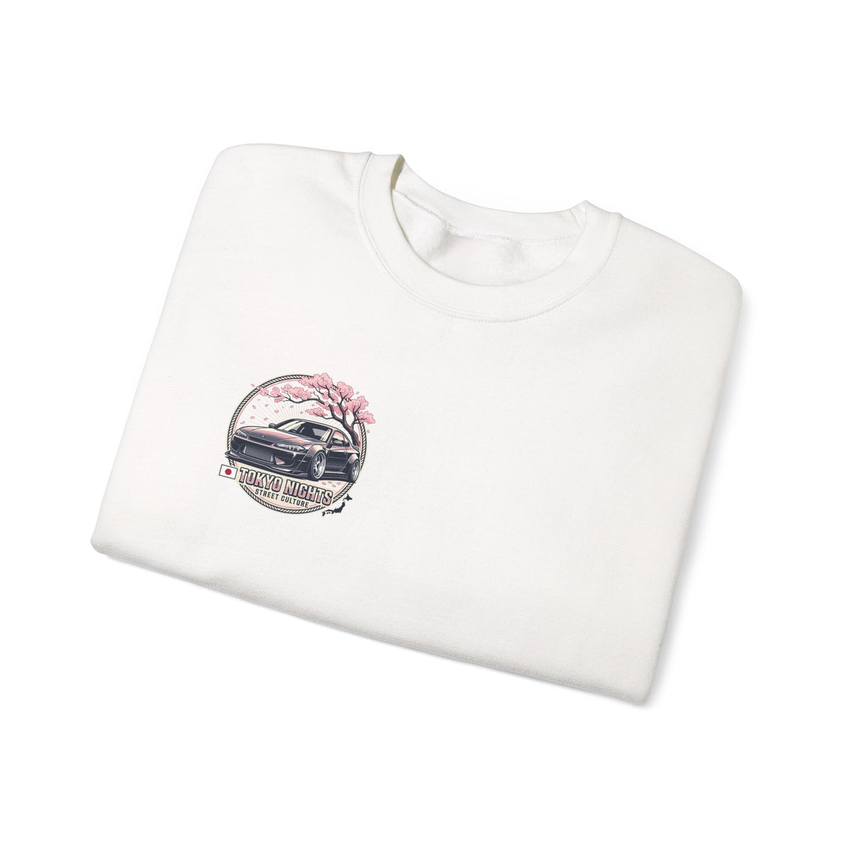 Vintage Camper Crewneck Sweatshirt — Retro Van & Cherry Blossom Graphic